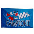 BANDIERA GIGANTE NAPOLI 100% CAMPIONI D'ITALIA SCUDETTO ASOLA PER ASTA 175X285cm
