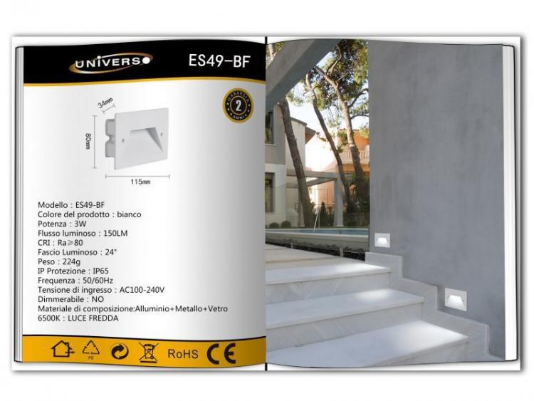 Faretto Segnapassi Ip65 Led 3W Incasso Scatola 503 X Scale Giardino 6500K/Bianco