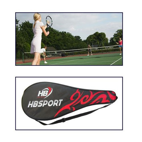 Hb Racchetta Da Tennis Adulto Con Grafica Gialla Nera Blu Fluo Custodia Inclusa
