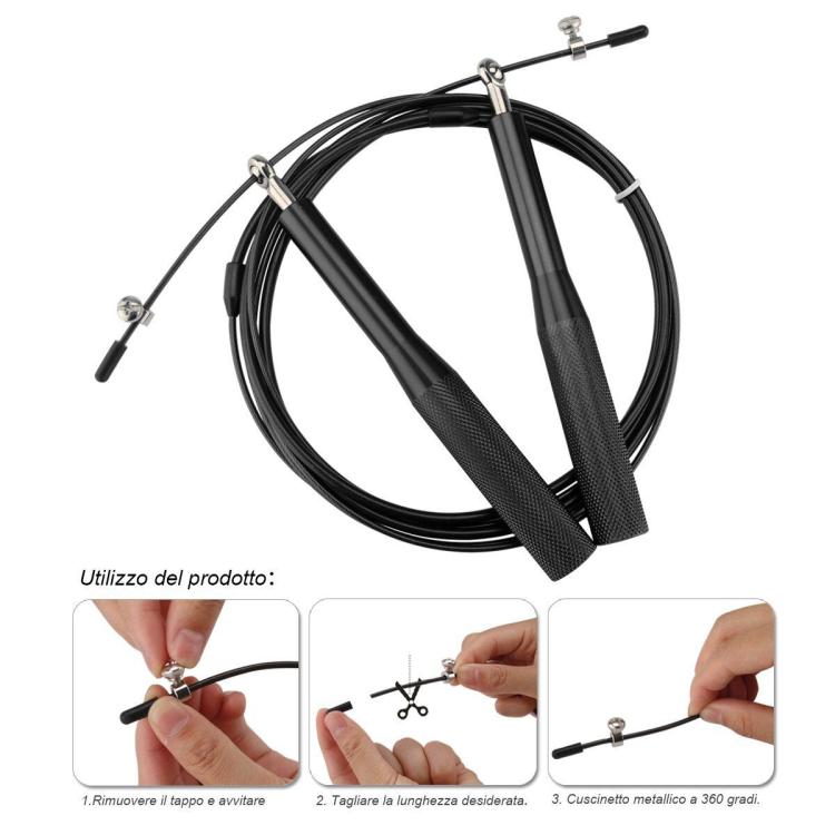 CORDA SALTO PER SALTARE PRO ACCIAIO PVC CARDIO MMA CROSSFIT BOXING FITNESS BLU