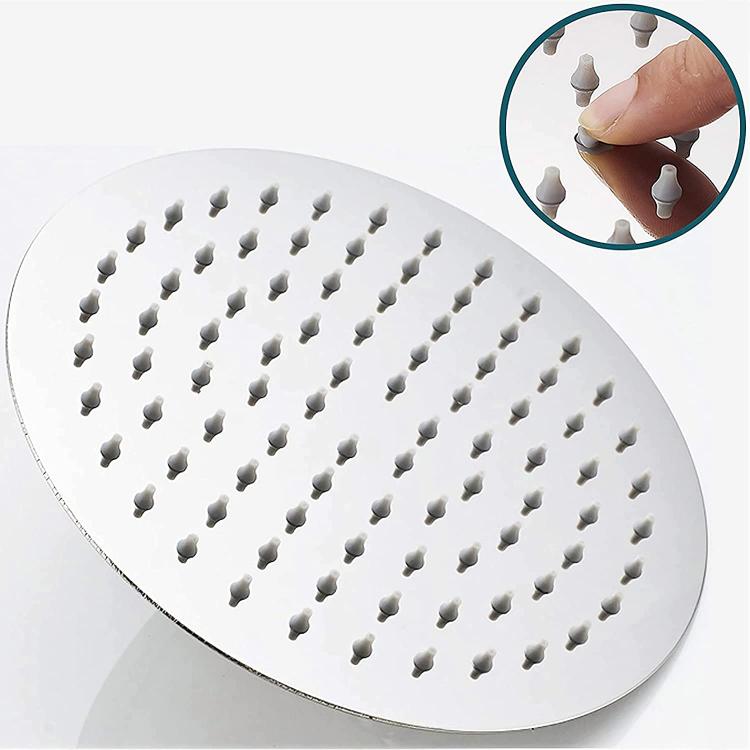 Soffione Doccia Bagno Acciaio Inox Design Ultra Slim Lucido Cromato 25Cm-Rotondo