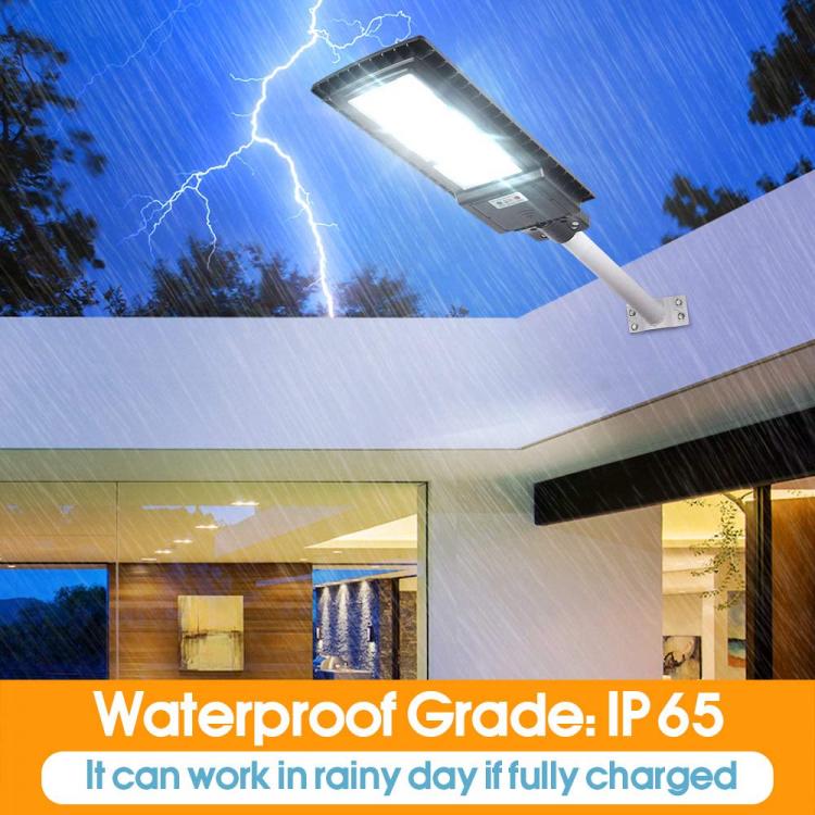 Lampione Stradale Faro Led 120W Pannello Solare Telecomando Sensore Crepuscolare