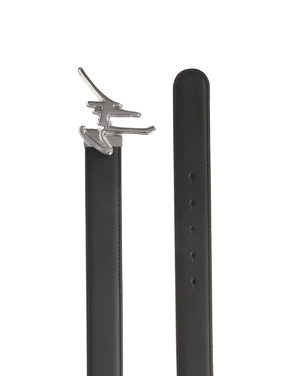 CINTURA NERA CON FIBBIA SIGNATURE ARGENTO