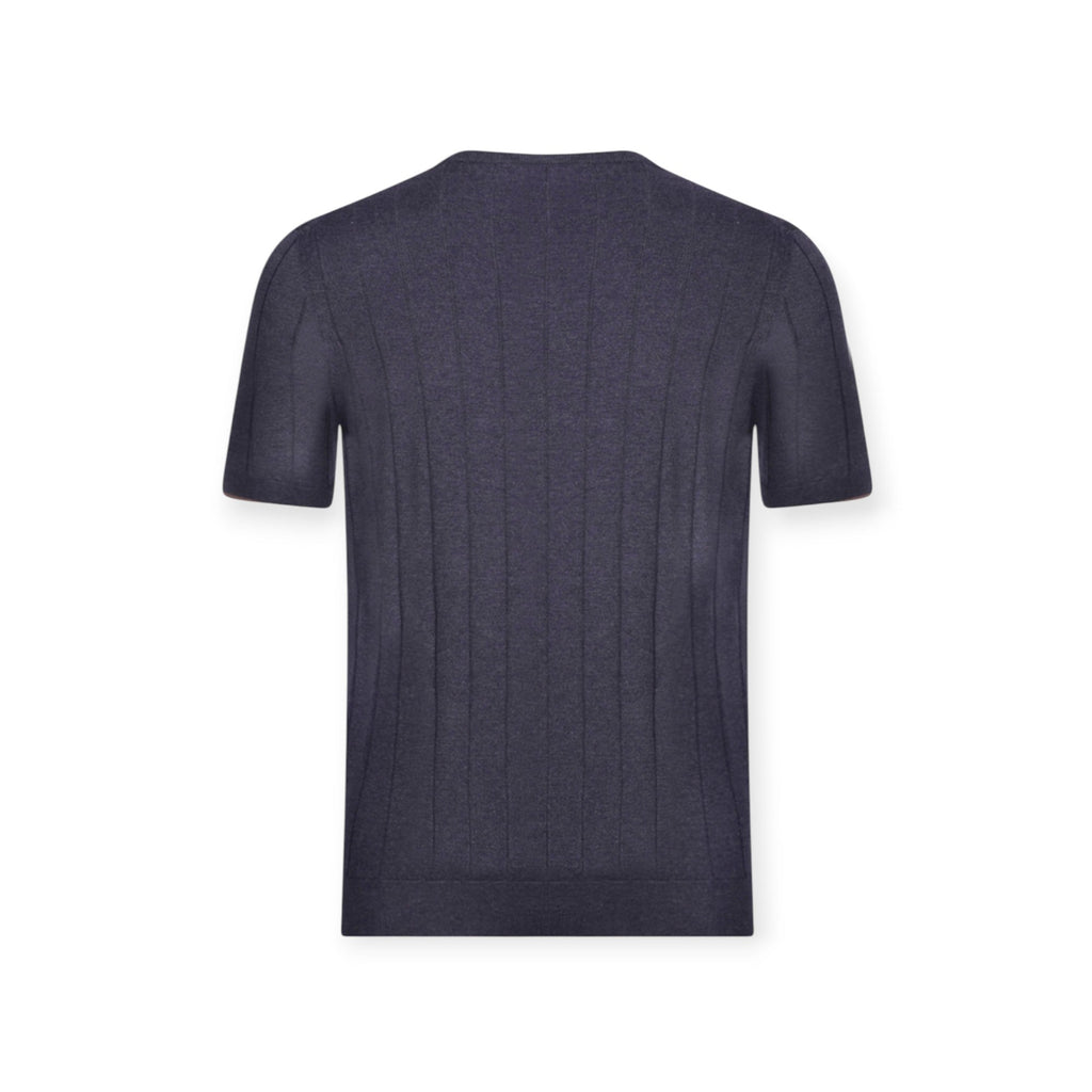 T-SHIRT PARICOLLO MEZZAMANICA BLU