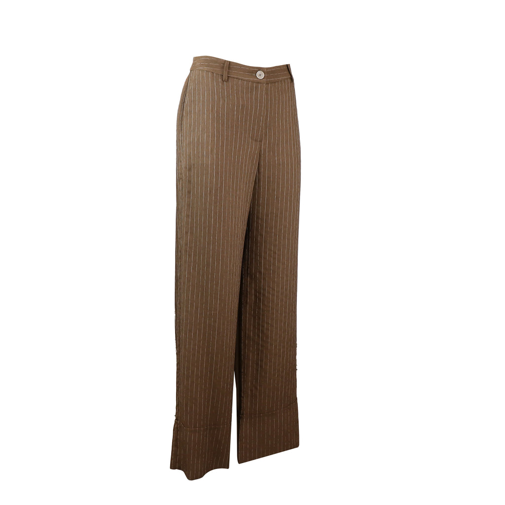 PANTALONE GESSATO VISCHI MARRONE