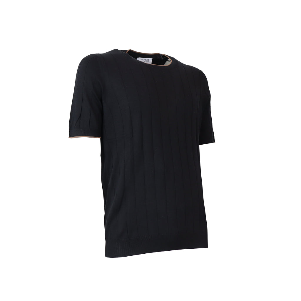 T-SHIRT PARICOLLO MEZZAMANICA NERA