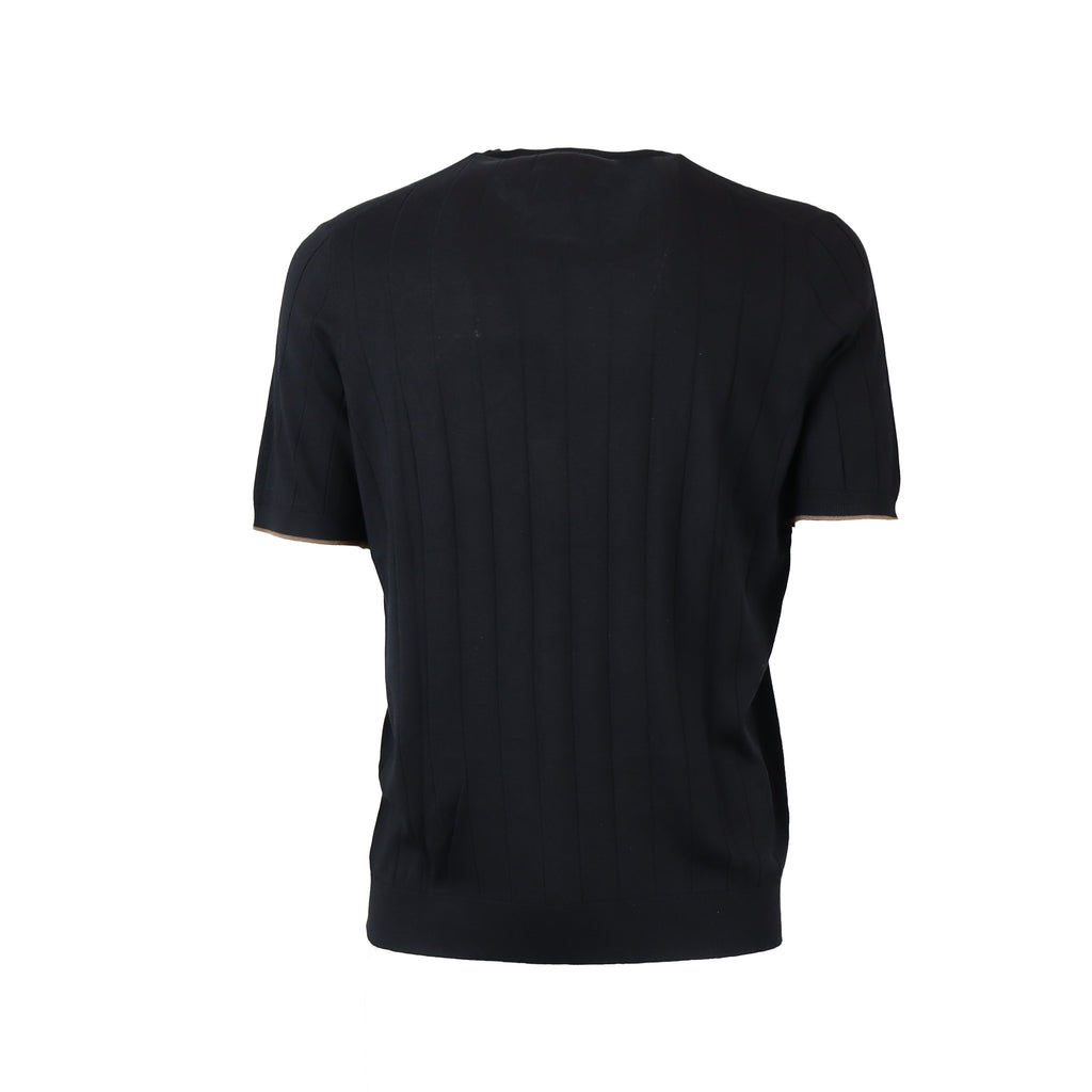 T-SHIRT PARICOLLO MEZZAMANICA NERA