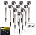 20 Lampade Paletti LED Luci da Giardino con Pannello a Energia Solare Segnapassi