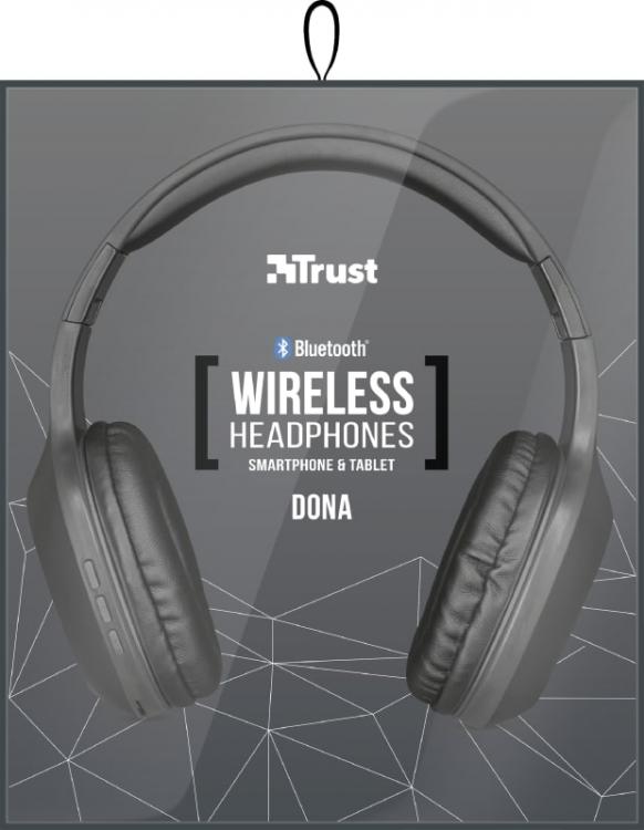 Trust Cuffia Wireless Bluetooth Mp3 Micro Sd Auricolare Cuffie Microfono Dj Pc