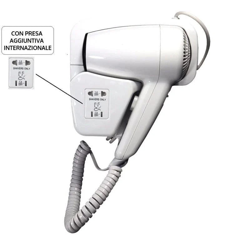 Asciugacapelli Phon Da Parete A Muro Albergo Hotel Per Bagno Alberghi Spogliatoi