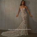 Mocaca Customized Sexy Illusion Lace Bridal Dress Strapless Fitted Mermaid Silhouette Chapel Train for Modern Wedding Dress