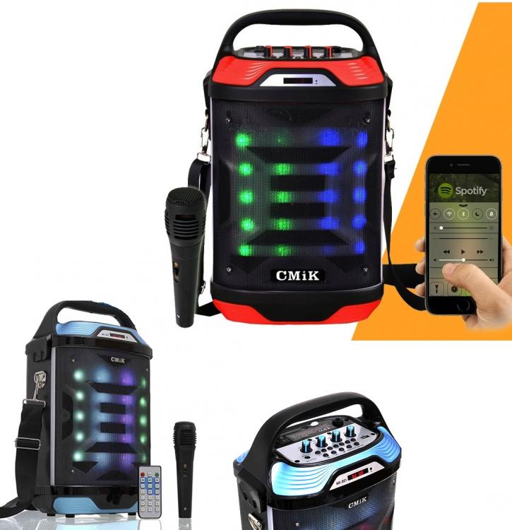 CASSA AMPLIFICATA KARAOKE PORTATILE CON MICROFONO RADIO DJ Bluetooth SD MP3 USB