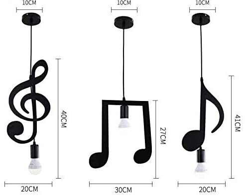 Lampadario A Sospensione Portalampada Nero Led 2 Nota Musicale Moderno E27 B01N3