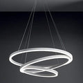 Lampadario Pendente  Led 48W Cerchi Con Anelli Bianco Moderno Salone Luce Calda