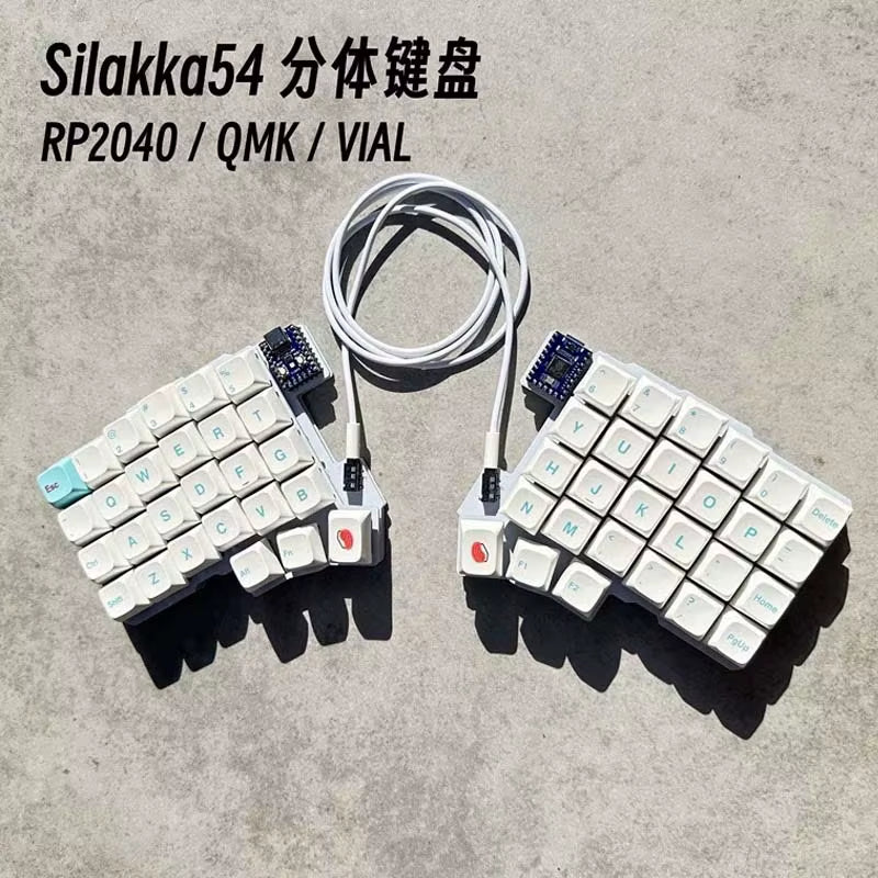 Silakka54 Split Keyboard Wired Hot Swap Support QMK/VIAL Keyboard Ergonomics Rp2040Zero Customized PC Gamer Accessories