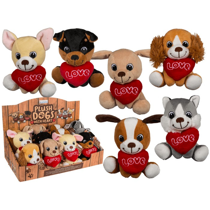 Peluche Cani Seduti Cuore San Valentino Love (Cocker) Plush Dogs With Heart 14Cm