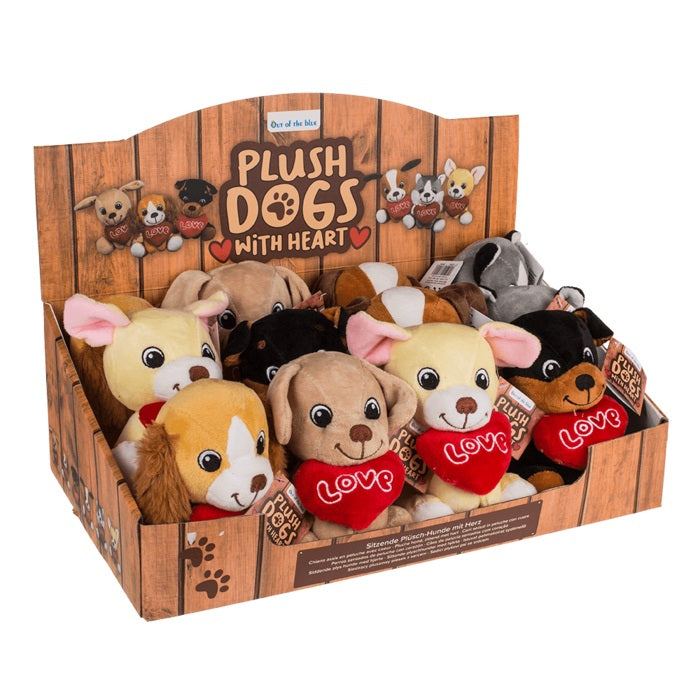Peluche Cani Seduti Cuore San Valentino Love (Rottweiler) Plush Dogs Heart 14Cm