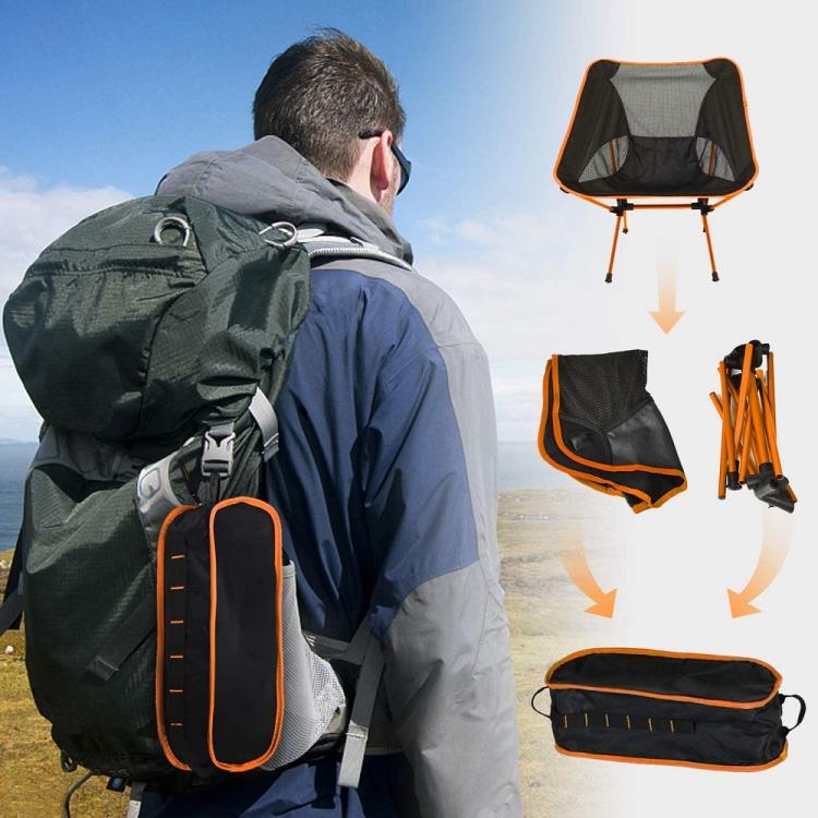 Sedia Pieghevole Campeggio Borsa Portatile Spiaggia Pesca Caccia Esterno Arancio