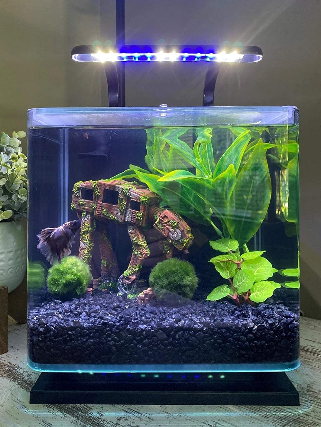 Aquarium Decorations, Cool Walking Land Tank Aquarium Ornament, Alien Fish Robot Tank Decorations for Betta, Small