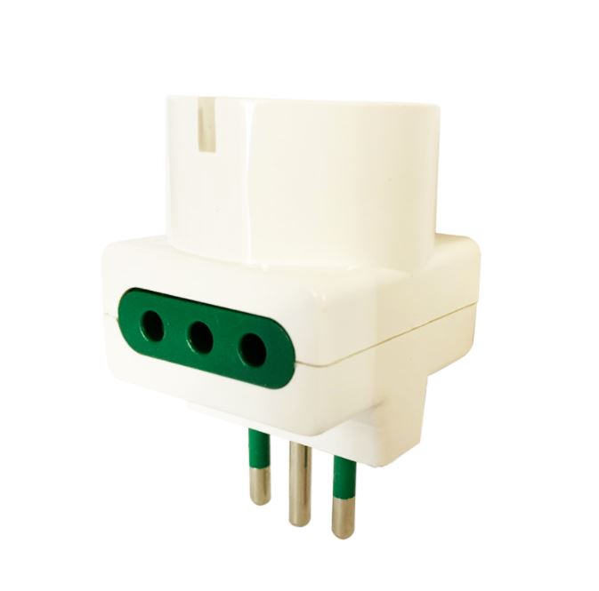 10pz ADATTATORE TRIPLA SPINA S11 P30 10A 2 PRESE BIPASSO 10/16A+ 1 SCHUKO 10/16A