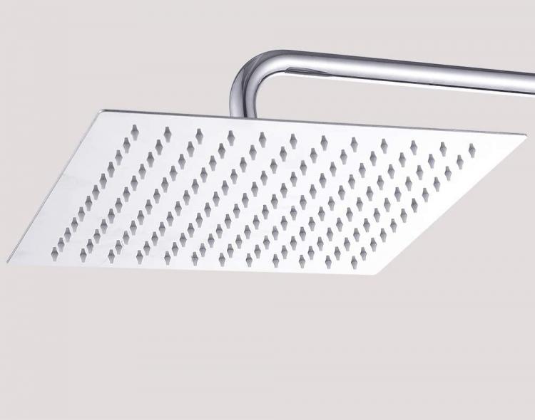 Soffione Doccia Bagno In Acciaio Inox Ultra Slim Lucido Cromato 15Cm-Quadrato