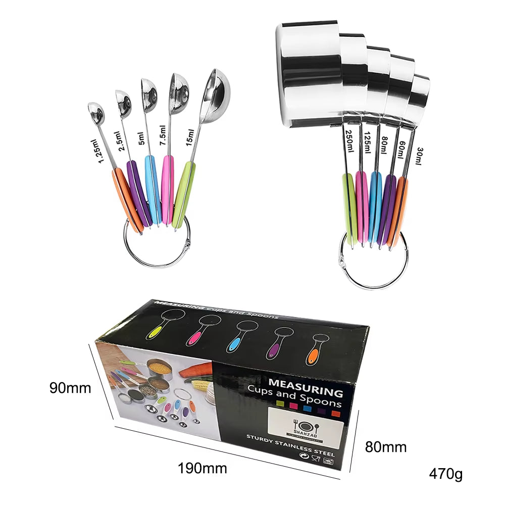 Wholesale 10 Pcs Kitchen Measuring Tools High Grade Measuring Scoop Stainless Steel Measuring Cups and Spoons Set