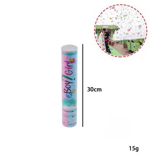12pz Tubo Spara Coriandoli Baby Shower Sesso Gender Reveal Party Man (Maschio)