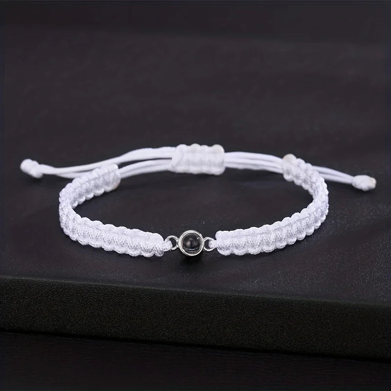 Custom Color Picture Projection Bracelet Copper Pendant Hand Woven Rope 2025 New Romantic Christmas Gifts Girlfriend Mom