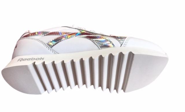 Reebok scarpa sneakers da ragazza Royal CL Jog 2 Plat Kid FV1309 bianco-argento