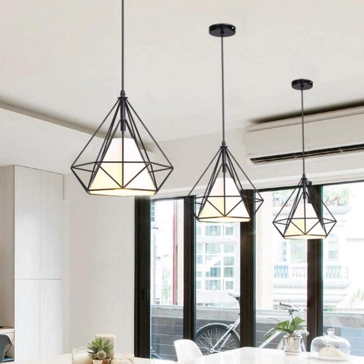 Lampadario Da Arredo Design Moderno Con Struttura Metallo Tessuto E27 Nero B20-N