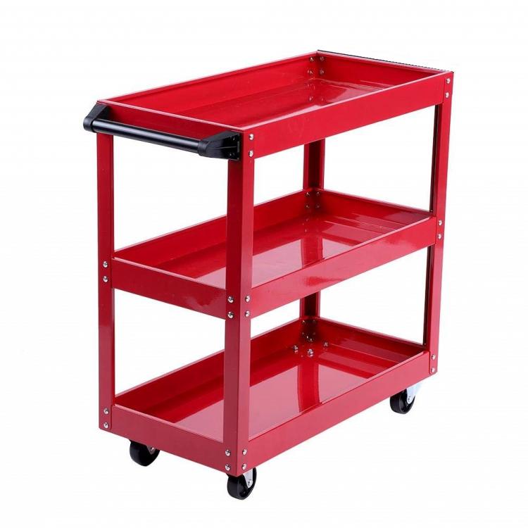 CARRELLO PER ATTREZZI DA OFFICINA MULTIUSO PORTA UTENSILI 3 RIPIANI CON RUOTE