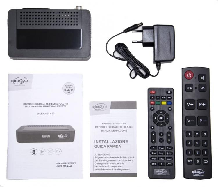 DIGIQUEST DECODER DIGITALE TERRESTRE G23 DVB-T2 HDMI USB FHD DOPPIO TELECOMANDO