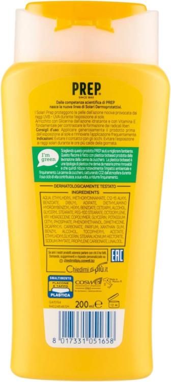 Prep -  Latte Solare Dermoprotettivo Spf30 Protezione Solare Raggi Uva-Uvb 200Ml