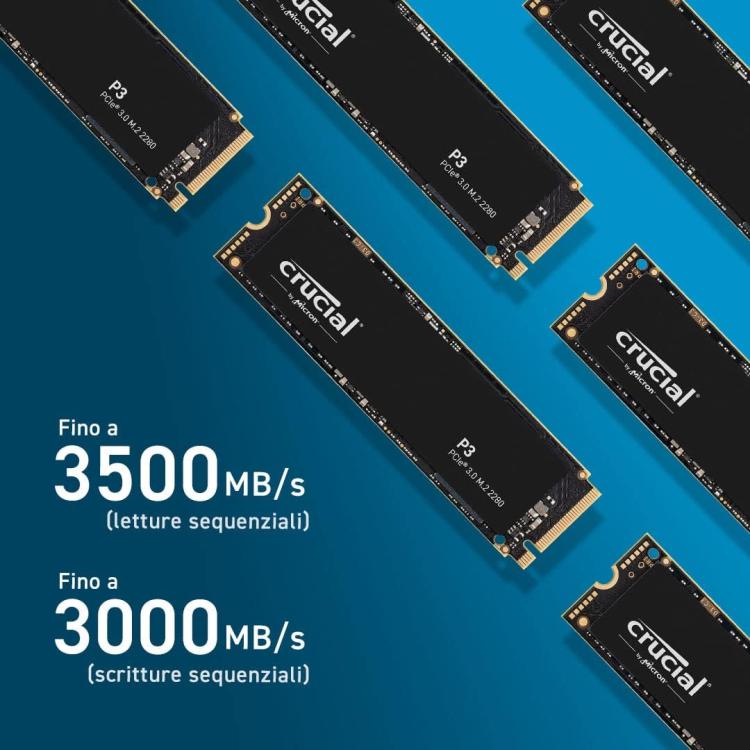 CRUCIAL P3 SSD INTERNO 500GB M2 2280 P3 NVME NVMe Internal MEMORIA PS5 / PC