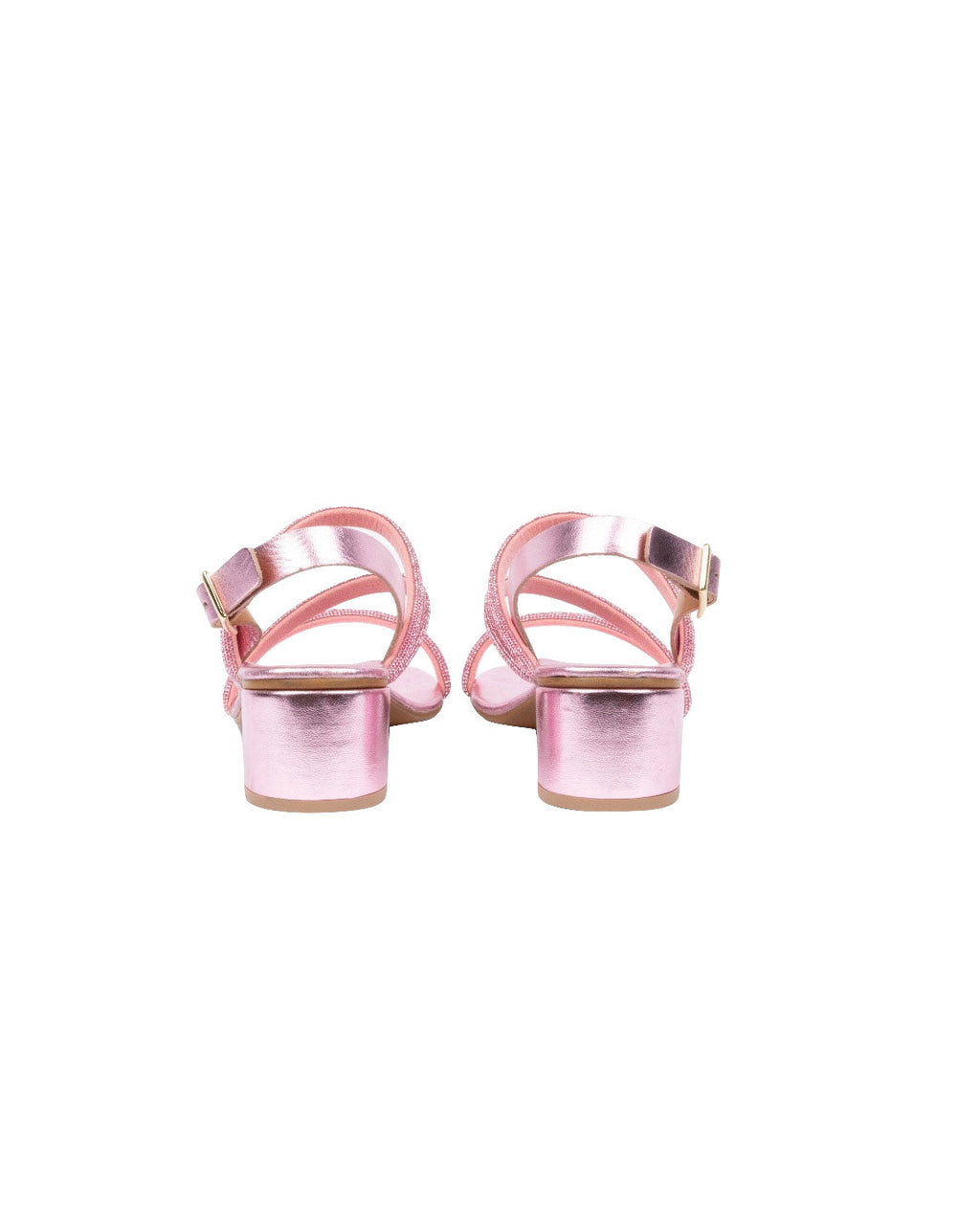 SANDALI ROSA LAMINATO CON STRASS