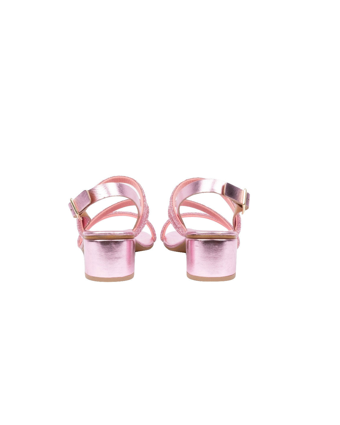 SANDALI ROSA LAMINATO CON STRASS