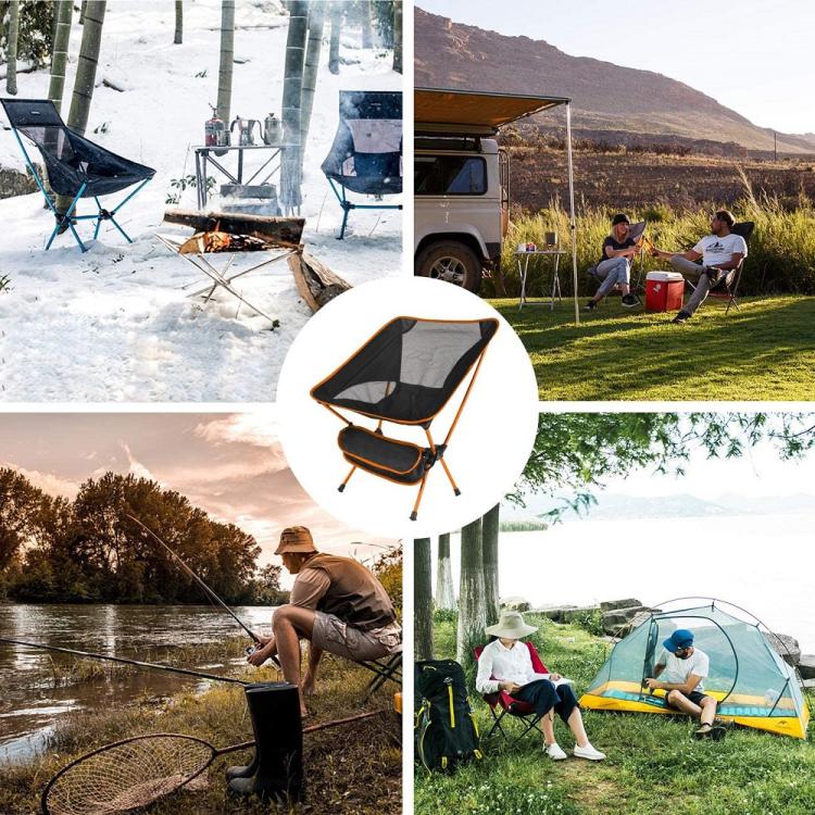 Sedia Pieghevole Campeggio Borsa Portatile Spiaggia Pesca Caccia Esterno Arancio