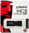 Kingston Pendrive Datatraveler 64Gb Dt100G3 64Gb Usb 3.0 Nero Chiavetta Memoria