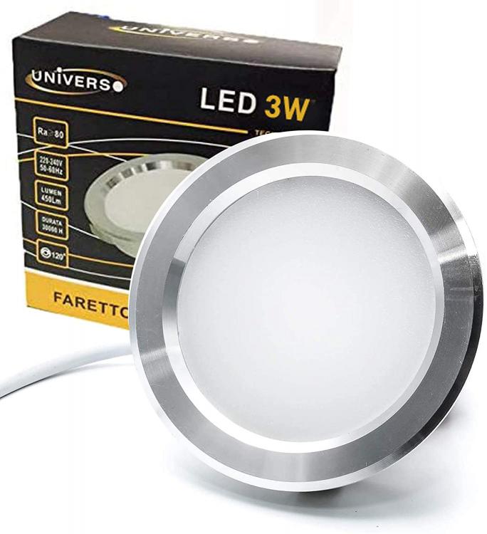 Faretto Led Rotondo Slim 3W 240Lm Da Incasso Opaco Luce Bianca Fredda Un-P60Af