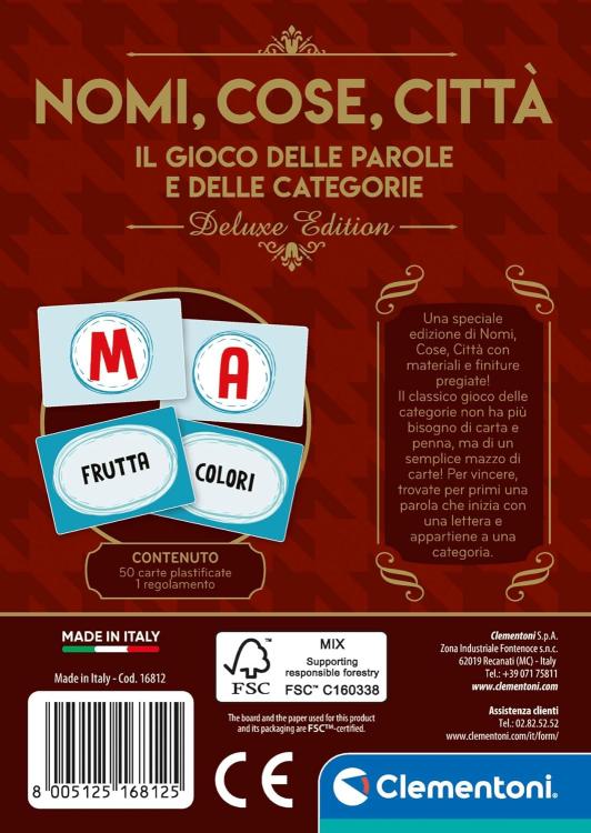 Clementoni Nomi Cose Citta' Deluxe Gioco Societa Da Tavolo Italiano Bambini 7+