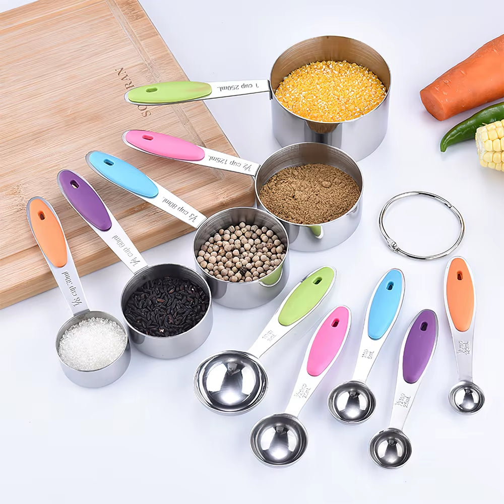 Wholesale 10 Pcs Kitchen Measuring Tools High Grade Measuring Scoop Stainless Steel Measuring Cups and Spoons Set