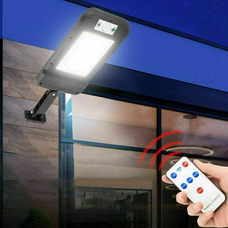 Faretto Lampione Solare 150 Led Cob Da Esterno A Parete Con Sensore Telecomando