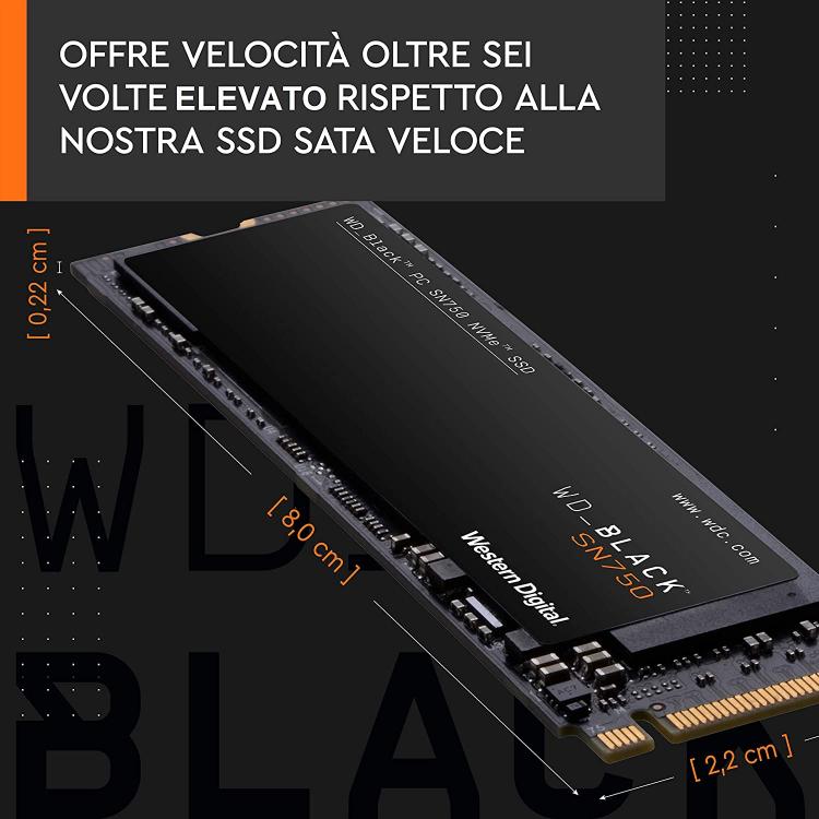 Western Digital Ssd Interno Gaming 2Tb Sn750 M.2 Wd Black Pcie Nvme 3.0