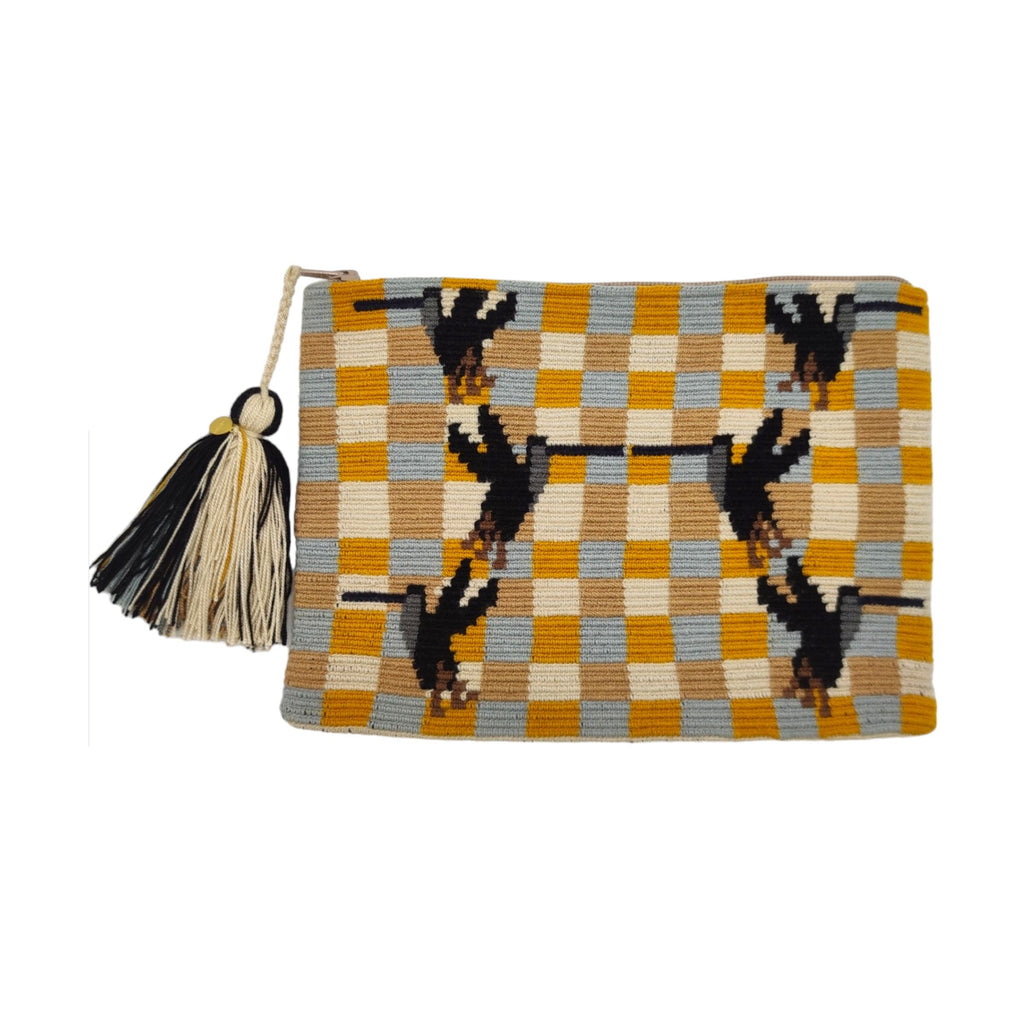Borsa Clutch Donna Mustard/Beige