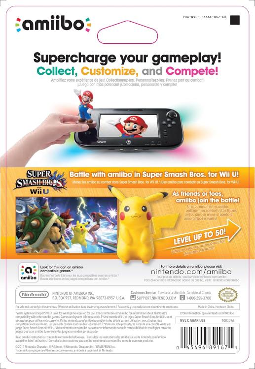 Amiibo Nintendo Super Smash Bros Collection - Pikachu No.10 Figure Pokemon Nuovo