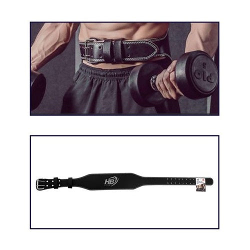 CINTURA SOLLEVAMENTO PESI CUOIO NERA ALLENAMENTO BODYBUILDING FASCIA LOMBARE | L