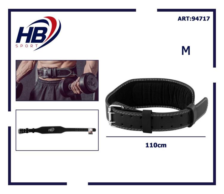 CINTURA SOLLEVAMENTO PESI CUOIO NERA ALLENAMENTO BODYBUILDING FASCIA LOMBARE | M