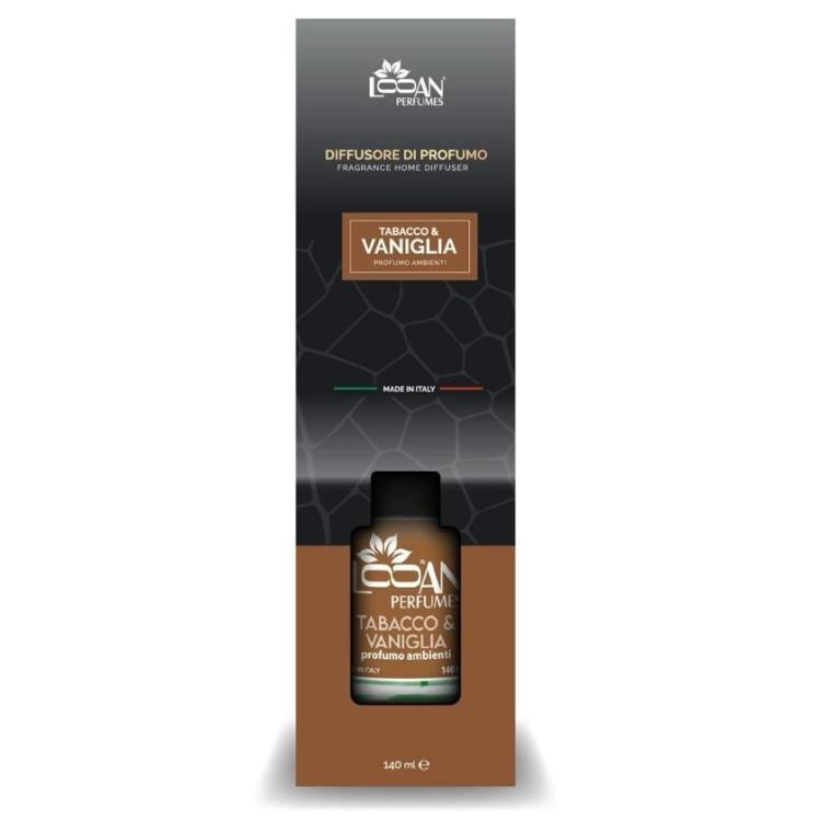 Looan Profumatore Ambiente Bastoncini 140Ml Diffusore Profumo Tabacco Vaniglia
