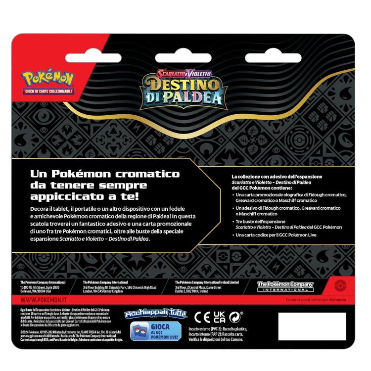 Pokemon Destino Di Paldea Collezione Con Adesivo Scarlatto E Violetto (Maschiff)