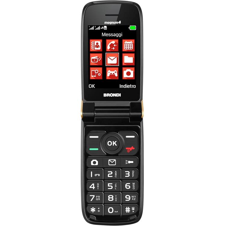 Brondi Magnum 4 Cellulare Gsm Flip Maxi Display Dual Sim Fotocamera 1.3mp Bianco